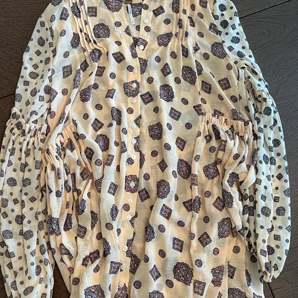 Free People Beige and Purple Patterned tunic